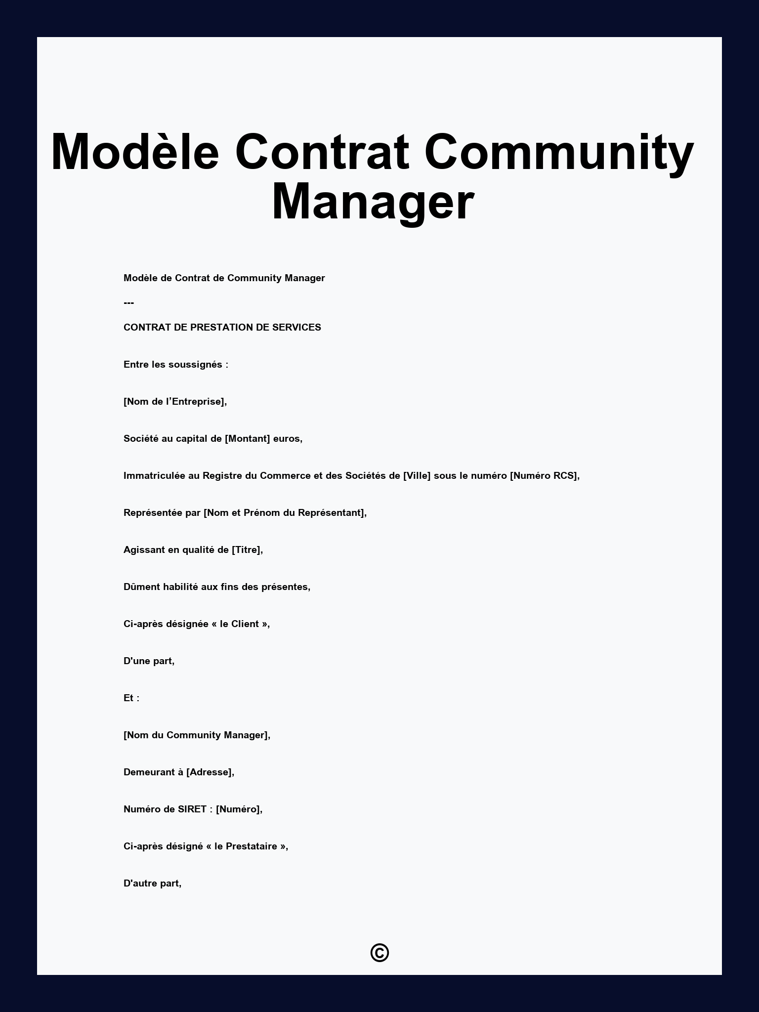 Modèle Contrat Community Manager